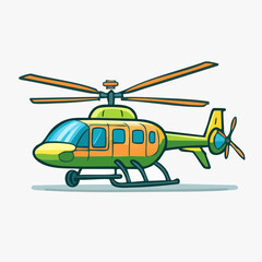 Fototapeta premium Cartoon Helicopter Illustration with Green and Orange Colors.