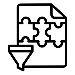 Picked file of puzzle game line icon, data hoarding concept. Vector graphics. File of media content with arrange button sign on white background, style icon mobile or web design.