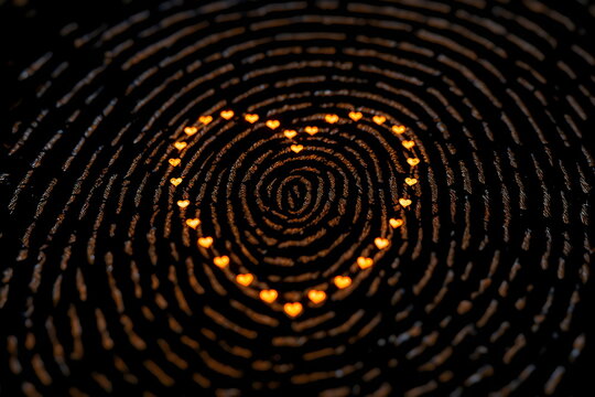 Unique Identity of Love, a Fingerprint with a Glowing Heart Center