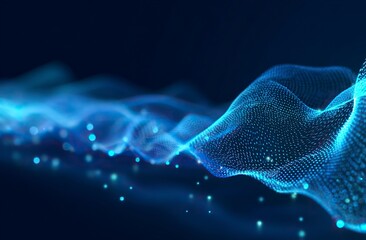 Dynamic abstract blue gradient background with wavy dots and lines, perfect for modern website design, digital art, or stylish presentations, creating a vibrant visual experience.