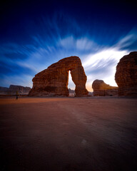 View of rock formations against sky, Elephant Rock from Al Ula, Saudi Arabia