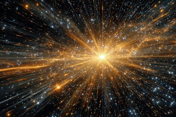 Abstract Digital Burst Of Light And Energy Against Black Background