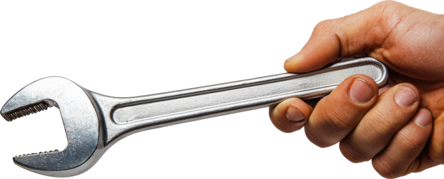hand holding a wrench