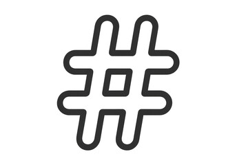 Fototapeta premium Black outline hashtag symbol on transparent background, representing connection, social media, and digital communication