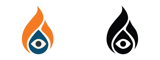 Fire Drop Eye Logo &ndash; Energy Vision and Awareness Icon