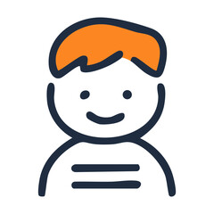Illustration of a young boy avatar with orange hair and a simple smile vector art for websites and apps