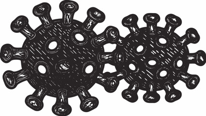 Dangerous virus cells in detailed monochrome sketch style, perfect for medical illustrations or pandemic awareness
