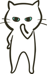 考えるつり目な猫のイラスト