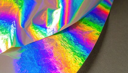 Rainbow Holographic Foil Sheet with Crumpled Texture
