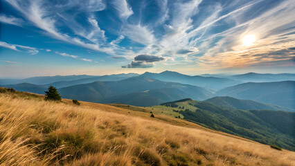 Mountain landscape at sunset