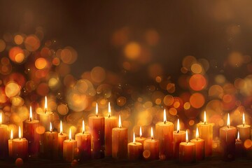 Solemn All Saints Day vector background featuring flickering candles on the right, evoking remembrance, spirituality, and sacred atmosphere for respectful digital designs.
