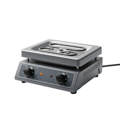 Fototapeta premium Portable gray electric hot plate and counter top cooker appliance for food preparation. isolated PNG with Transparent Background