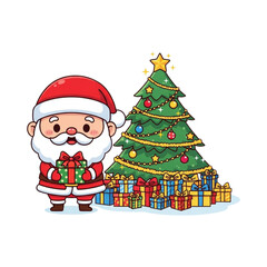 santa claus and christmas tree