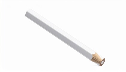 White wooden pencil isolated on a clean white background, perfect for school, office, or creative design projects.