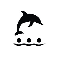 Obraz premium Playful dolphin juggling three balls above water in fun performance Vector illustration