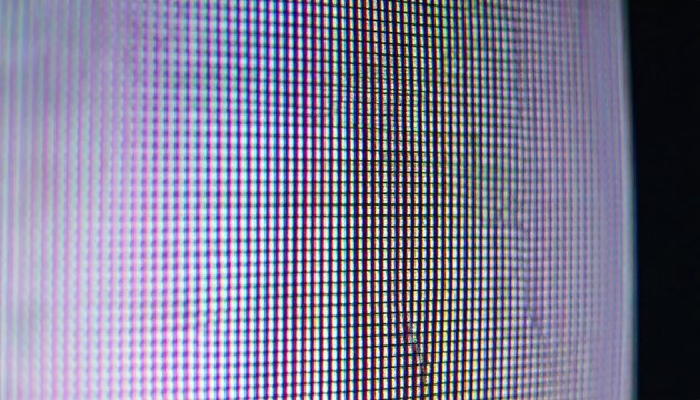 Close Up of Vintage CRT Screen Showing Pixel Grid and Scanlines