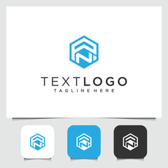Innovative geometric logo template with hexagonal shape and letter integration