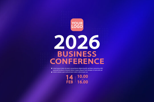 Futuristic vector background for a 2026 corporate conference. The elegant design with a deep purple gradient and glowing dot pattern is ideal for a tech event website or professional presentation.