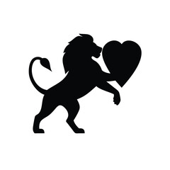 Gentle lion carrying heart symbol expressing warmth and care Vector illustration