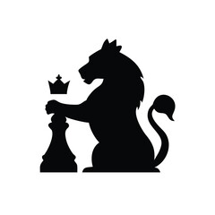 Royal lion wearing crown playing with confidence and charm Vector illustration