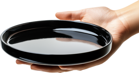 hand holding serving tray 