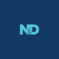 Modern monogram ND logo with architectural elements against a dark blue background