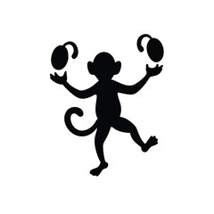 Funny monkey tossing bananas joyfully with balancing skills Vector illustration