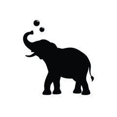 Elephant cheerfully blowing bubbles from trunk in gentle breeze Vector illustration