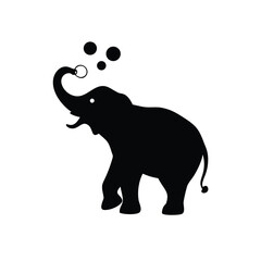 Elephant blowing colorful bubbles with trunk in a playful scene Vector illustration