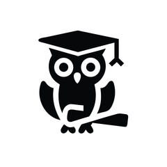 Owl wearing graduation cap holding a diploma with proud happy expression Vector illustration