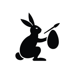 Little rabbit painting colorful Easter eggs with playful happy vibe Vector illustration