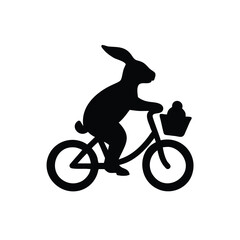 Rabbit joyfully riding a bicycle with basket full of flowers Vector illustration