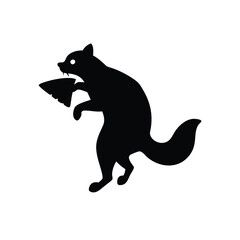 Raccoon stealing slice of pizza in funny cute playful action Vector illustration