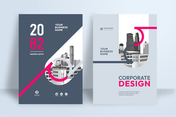 Business Report Cover Template – Pink Geometric Layout (A4)