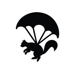 Squirrel flying with a parachute with fun playful adventurous pose Vector illustration