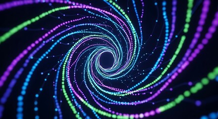 Abstract Swirling Vortex of Colorful Particles and Light Trails.