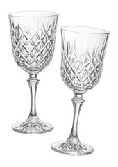 Elegant cut crystal goblets for a sophisticated dinner gathering.
