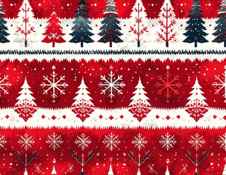 red christmas background with snowflakes
