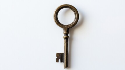 Antique key resting on a light surface showcasing intricate design and craftsmanship