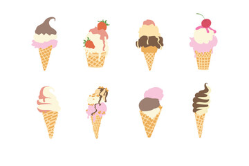 A vibrant set of vector ice cream illustrations featuring cones, sprinkles, and drippy toppings. Perfect for summer branding, packaging, kids’ decor, or social media projects.