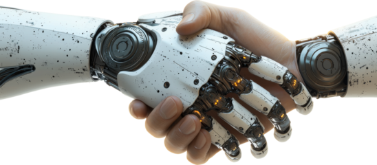 Human shaking hands with robot