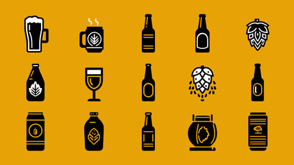 Collection of Beer Related Icons and Symbols.