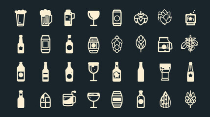 Collection of Beer Related Icons and Symbols.