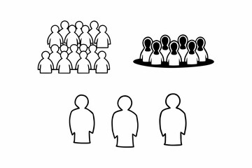 Big set of people icons. Group people. Crowd symbol. Person vector icons. Community signs.