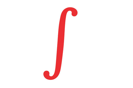 Red integral symbol representing mathematics, calculus, and advanced scientific formulas on a transparent background