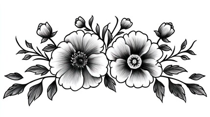 Delicate floral arrangement with detailed blooming flowers and buds.