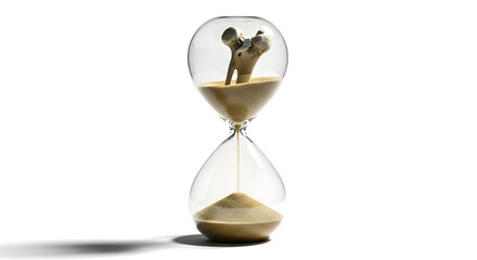 Time and Bone Health Concept: Fragile Bone in an Hourglass with Flowing Sand