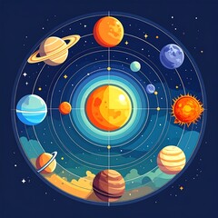 Colorful solar system diagram