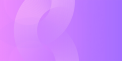 Abstract white circle lines on pink and purple gradient background. Modern stripes line circle