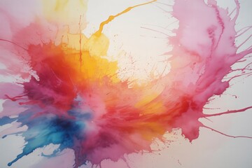 Fototapeta premium Vibrant watercolor splash with pink orange yellow and blue hues